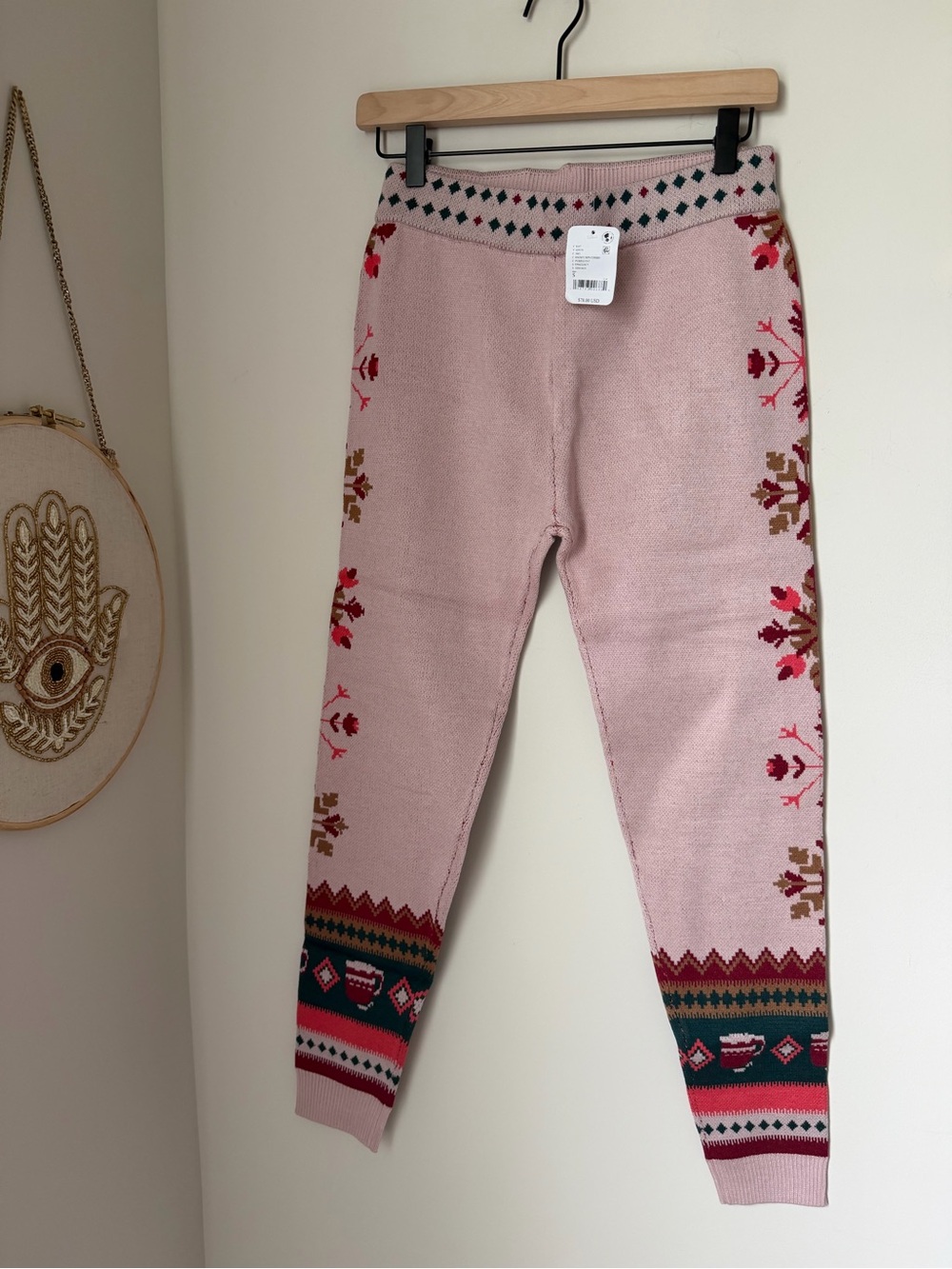 Free People Pink snowflake cocoa Knit Leggings